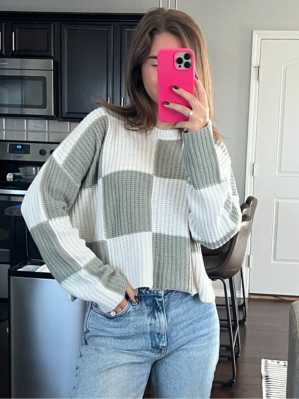 TJ Maxx Knit Checkerboard Sweater